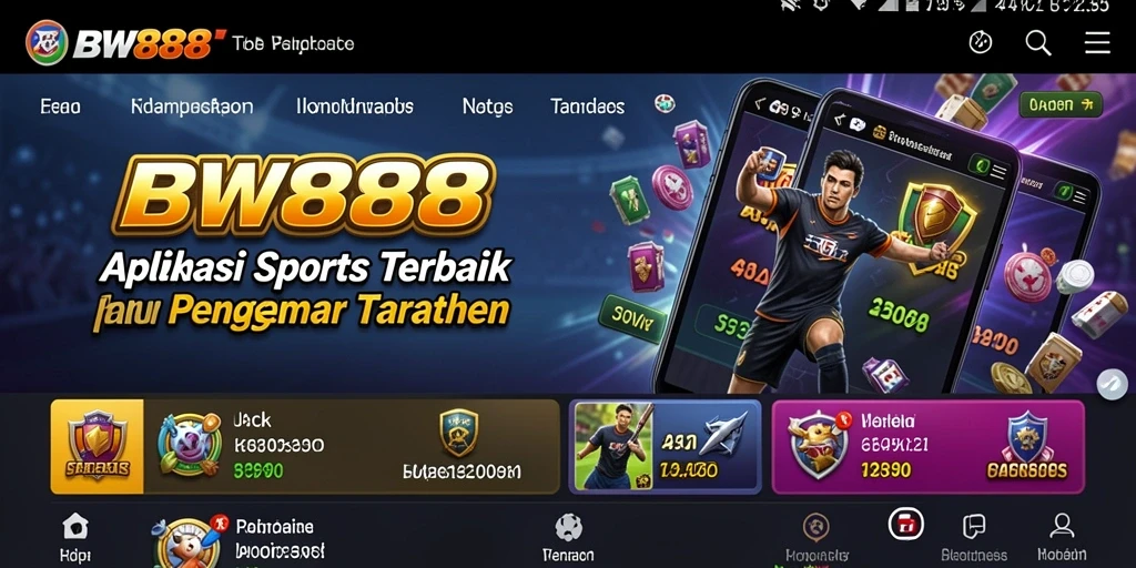 Tampilan utama BW888 dengan berbagai pilihan taruhan olahraga.