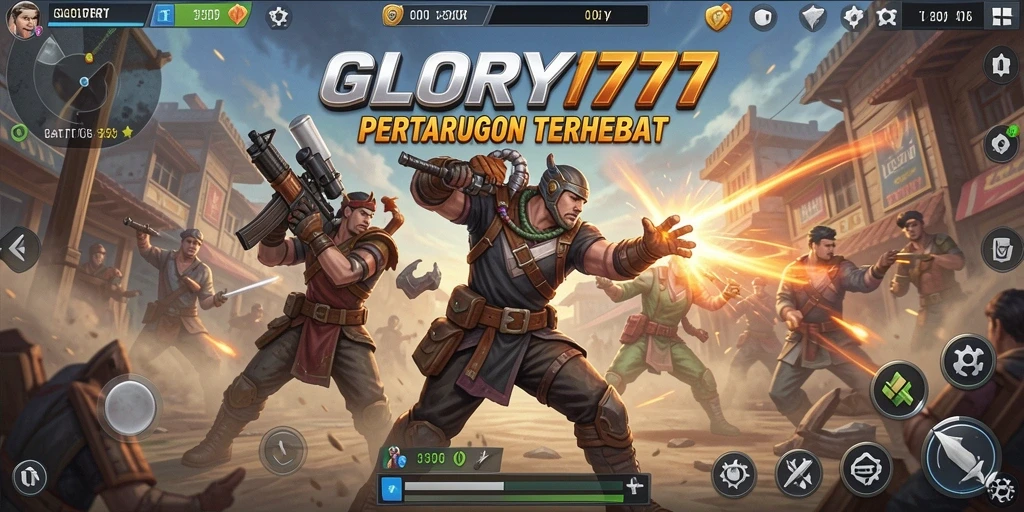 Tampilan seru gameplay Battle Royale GLORY777 saat pertarungan intens.