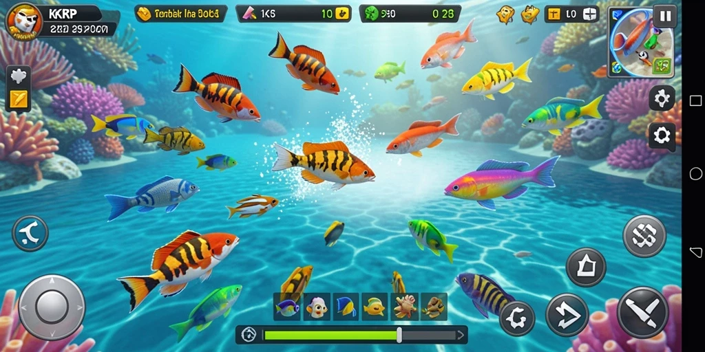 Tampilan dinamis dari gameplay Tembak Ikan di KKRP.