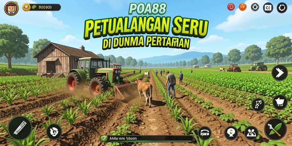 Tangkapan layar utama POA88 menampilkan aktivitas seru bertani.