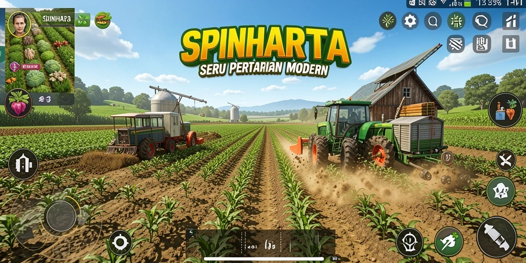 Tangkapan layar utama menunjukkan suasana kebun yang indah di SPINHARTA.