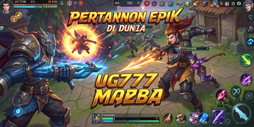 Screenshot UG777 menampilkan aksi seru dalam pertempuran MOBA.