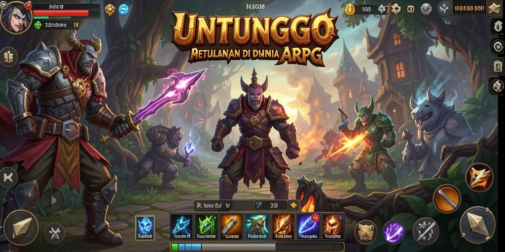 Screenshot UNTUNGGO menampilkan aksi pertarungan karakter dalam dunia fantasi yang menarik.